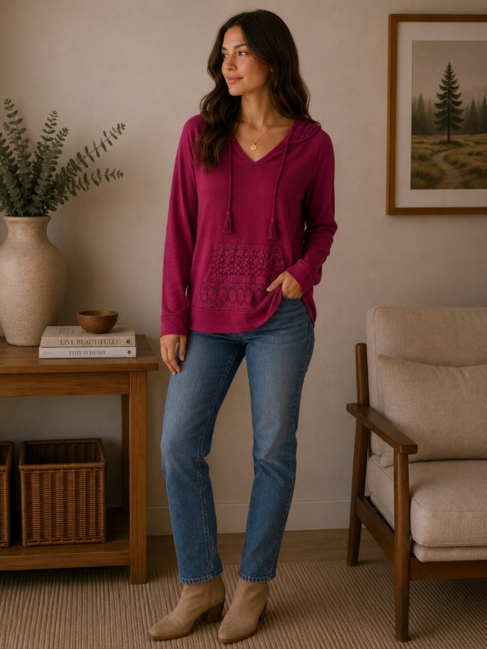 American Rag Crochet Hoodie